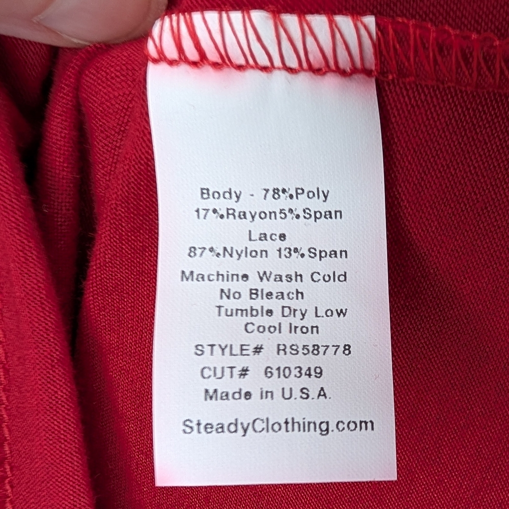 Steady Retro Red Hearts Only Mesh Knit Top - Large - Picture 4 of 7